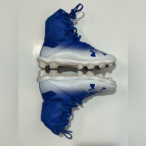 Under Armour High Tops Blue White 1.5Y Cleats 3000195-400 - Picture 10 of 11